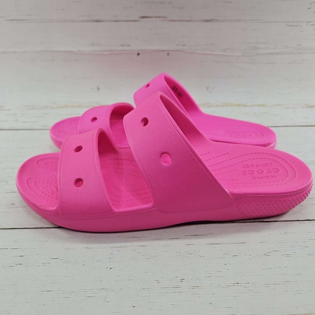 Crocs Classic Dual Band Womens 10 Mens 8 Pink Slip On Slides Sandals 206761