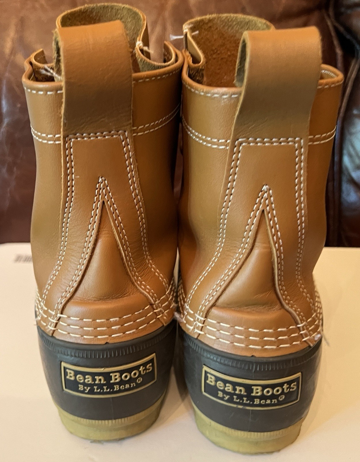 L.L. Bean Boots Womens 8 M Duck Bean Lace Up Classic Rain Work Leather Brown