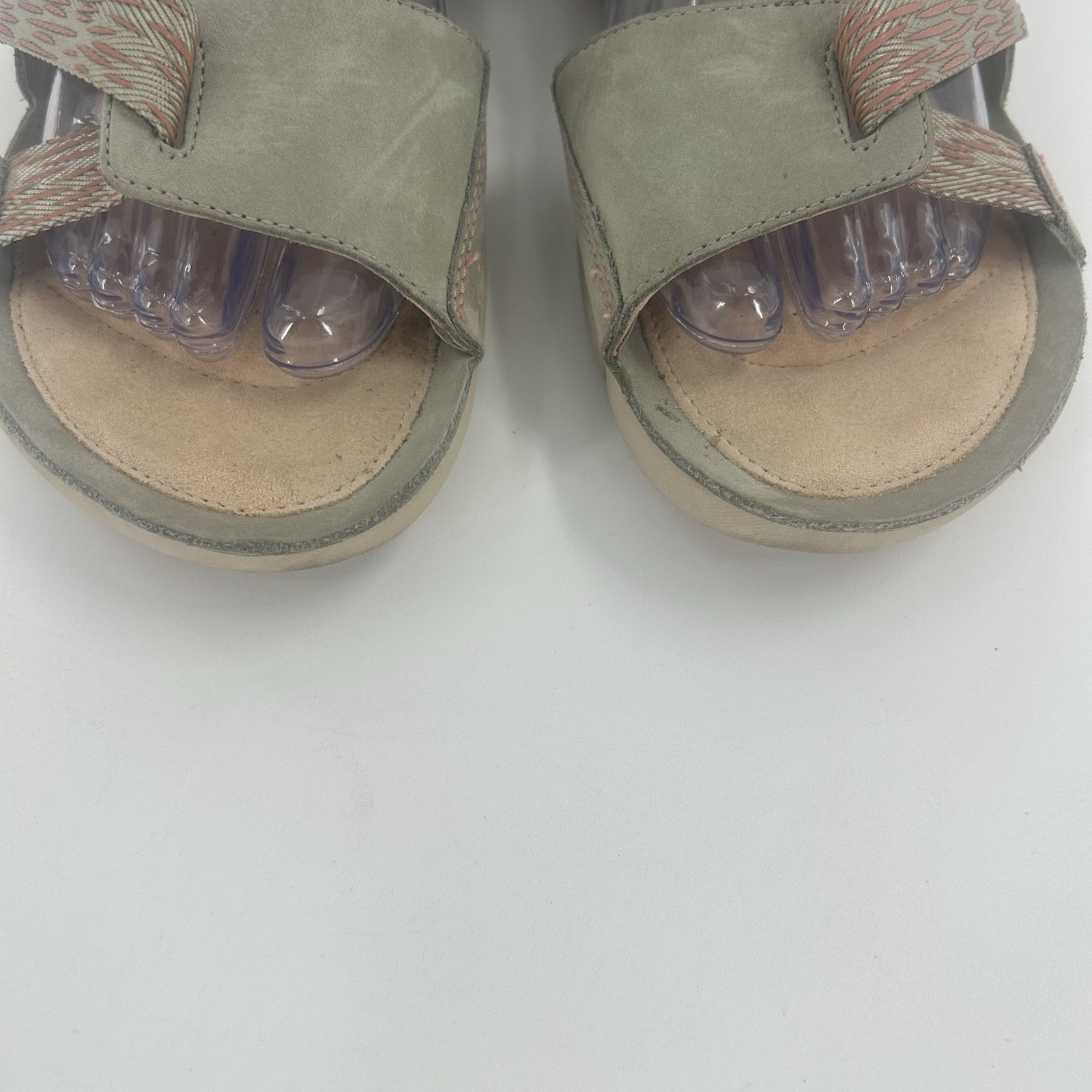 Clarks Womens Tri Clover Sandal Sage Green Nubuk Leather Sz 8.5 M Fast Shipping