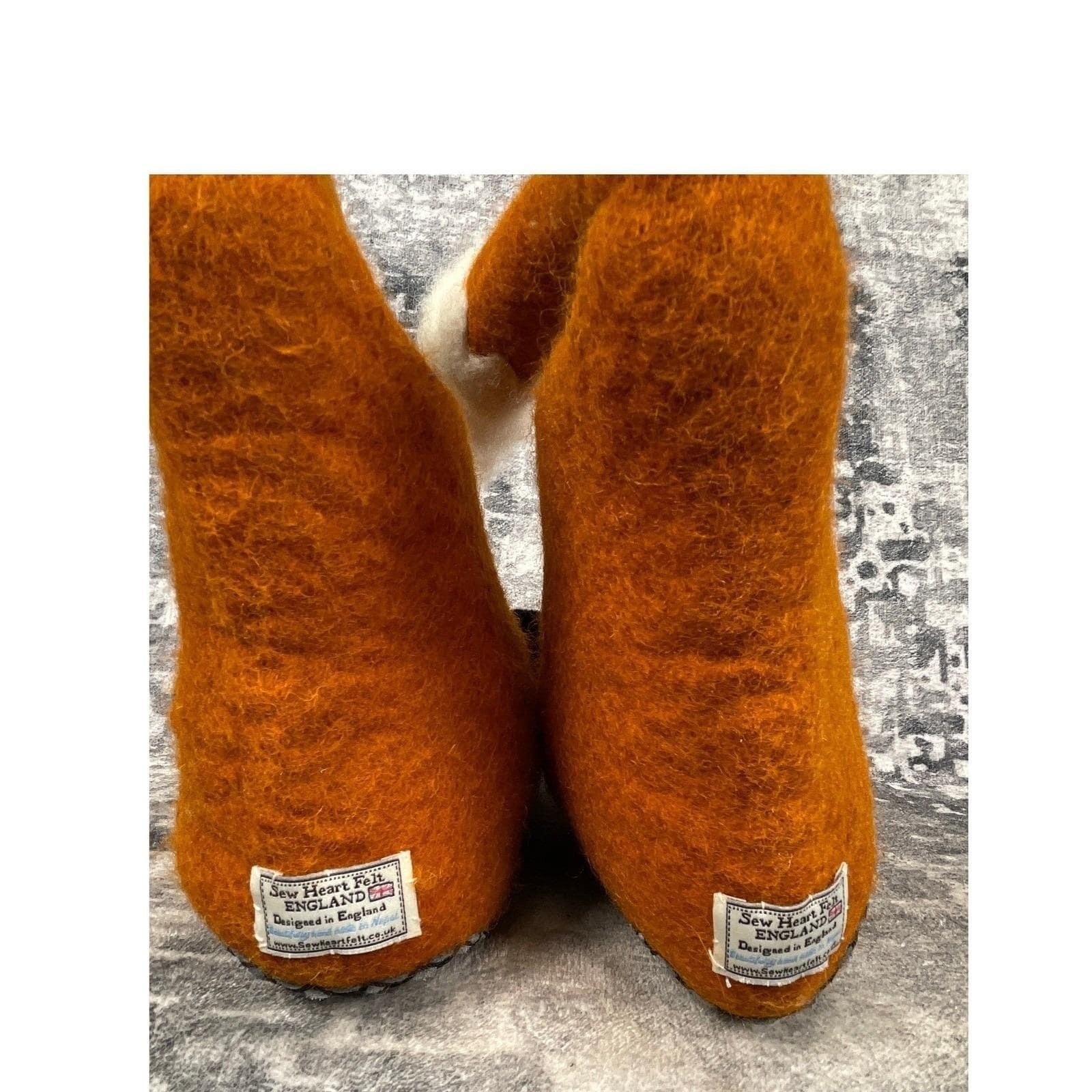 Handmade by Sew Heart Felt Women Slippers Sz 9.5 Finlay Fox Orange Wool Animal