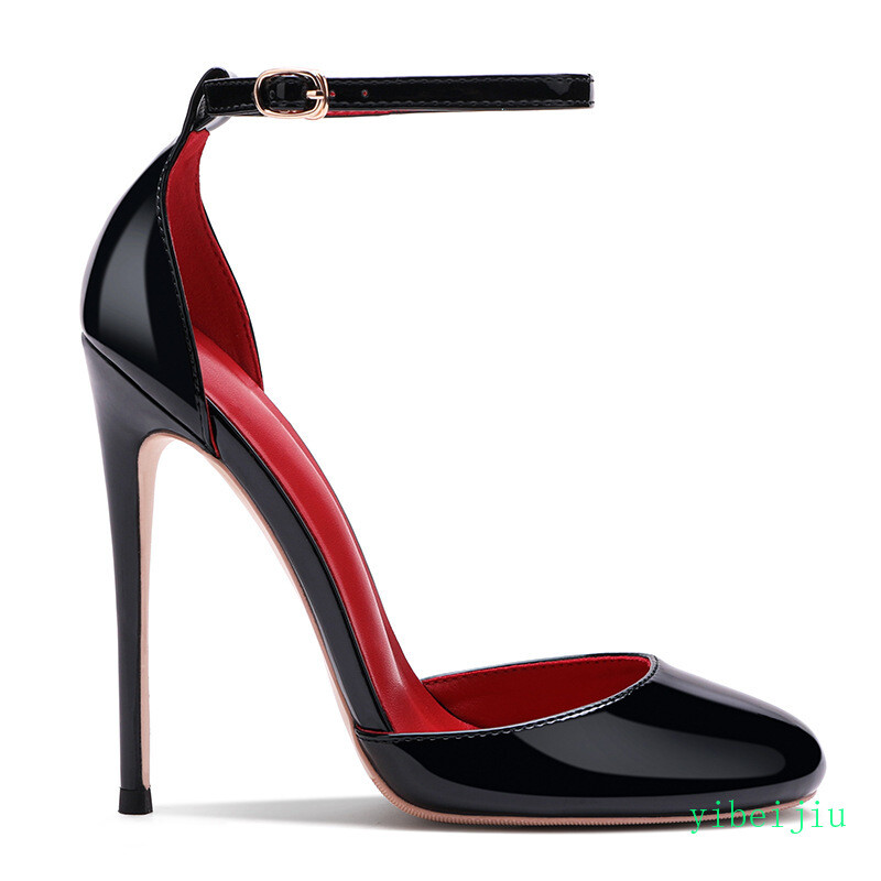 Women’s Dress Formal Shiny Leather Ankle Strap High Stiletto Heel Pumps Shoes