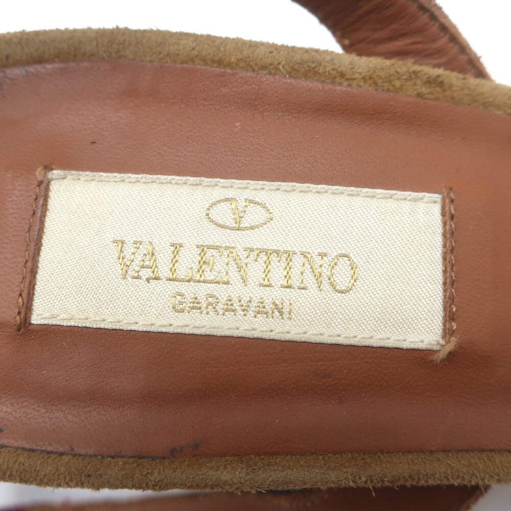 Valentino Rockstud Rolling Ankle-Tie Sandals Brown Suede Size 40.5