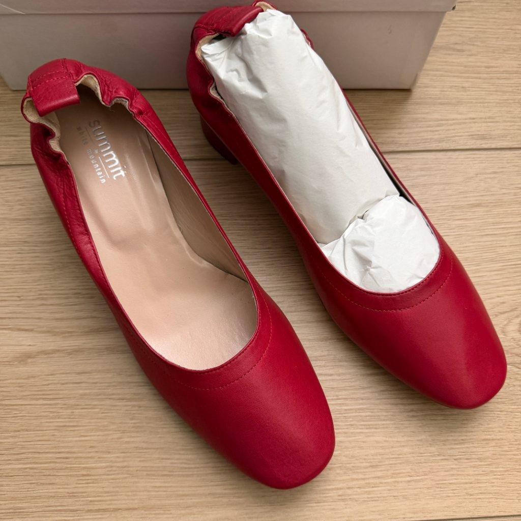 Summit White Mountain Vittoria Red Leather Block Heel Pumps Size 40 US 9 Italy