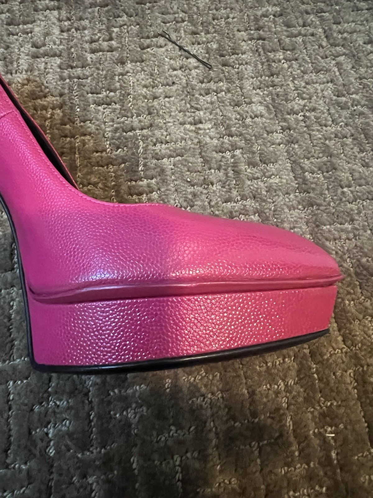 Saint Laurent Paris Janis Platform Pump Fuchsia Pink Leather 37+ 37 37.5 Box!