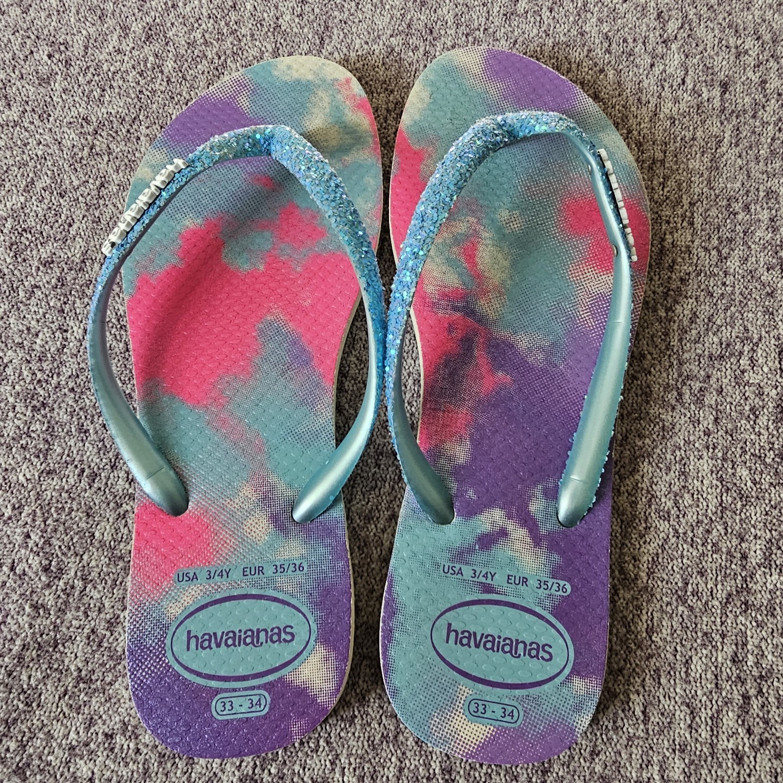 havaianas Slim Glitter Girls USA 3/4Y 33_34