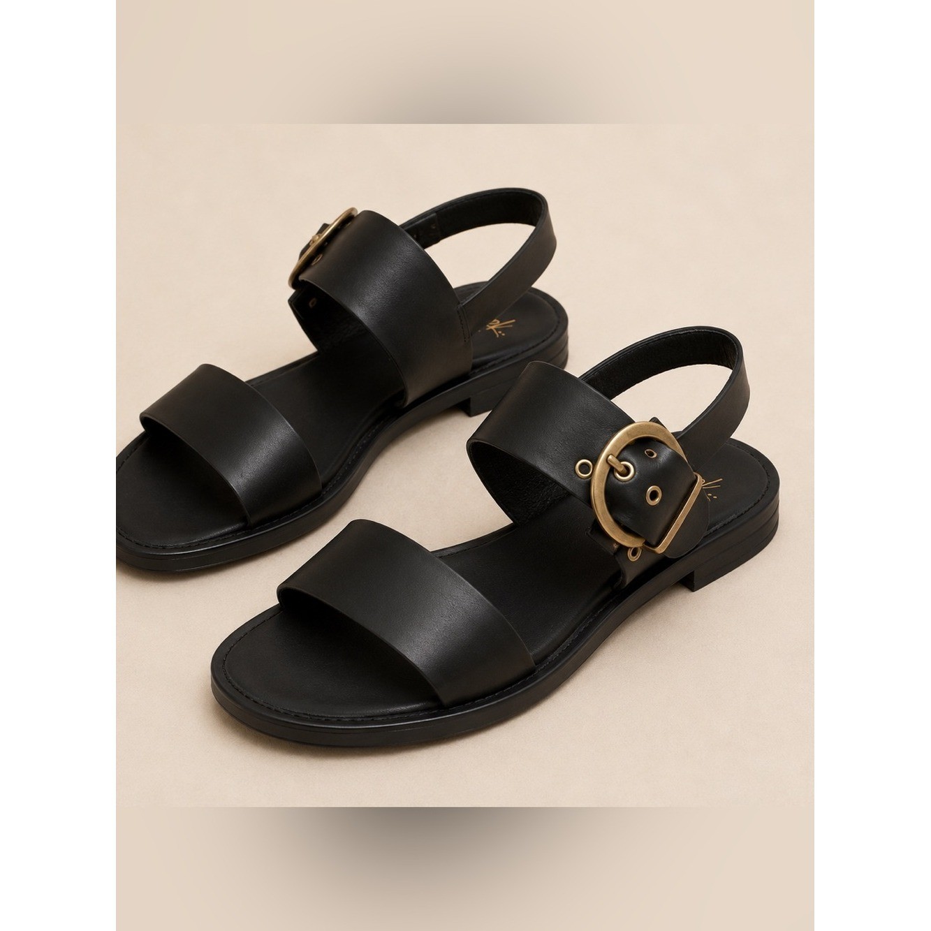 Beek By Two Birds Anthropologie $280 Black Leather Buckle Slingback Sandals