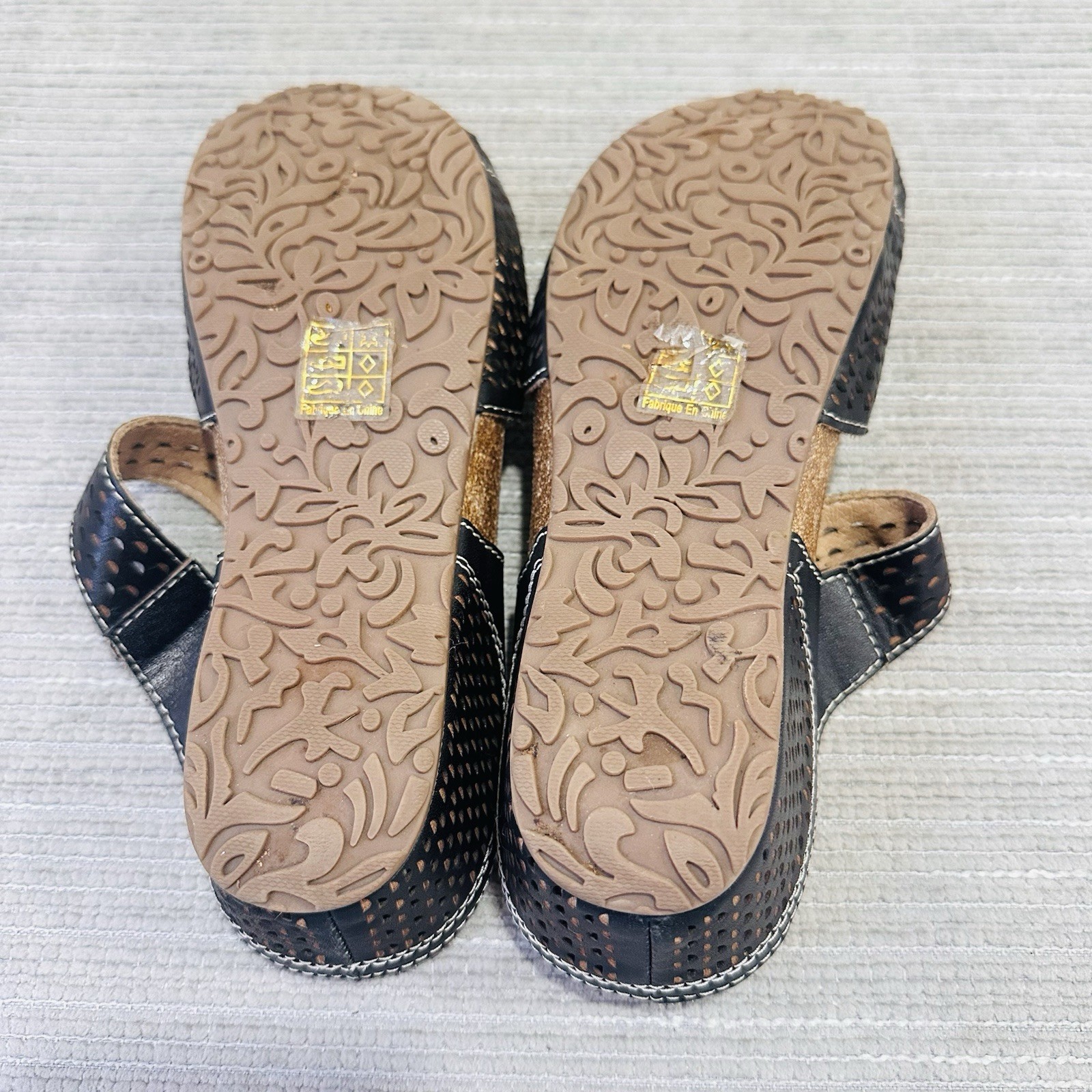 L’Artiste by Spring Step Spoorti Black Leather Clog Mule Wedge Shoes Size 6,5