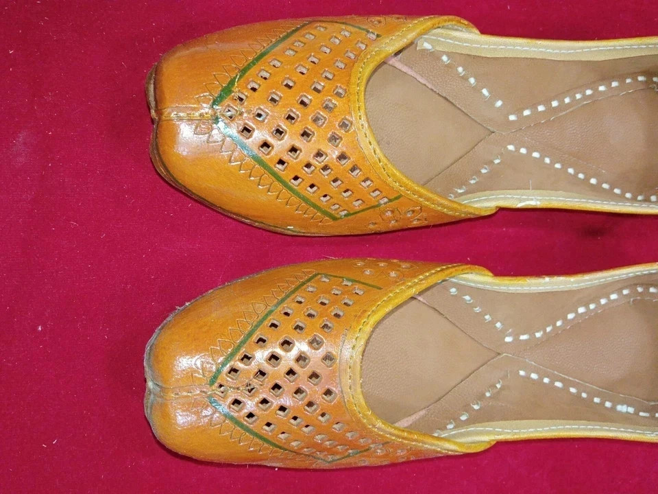 Women Shoes Indian Handmade Leather Punjabi Flip-Flops Brown Jutties US 5.5-6.5