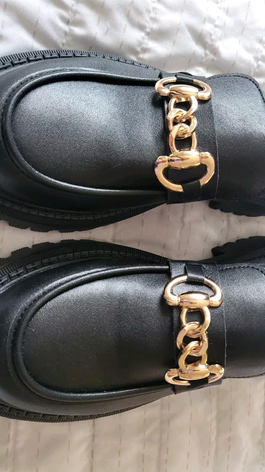 Black Gold Chain Platform Shoes EUR Size 40
