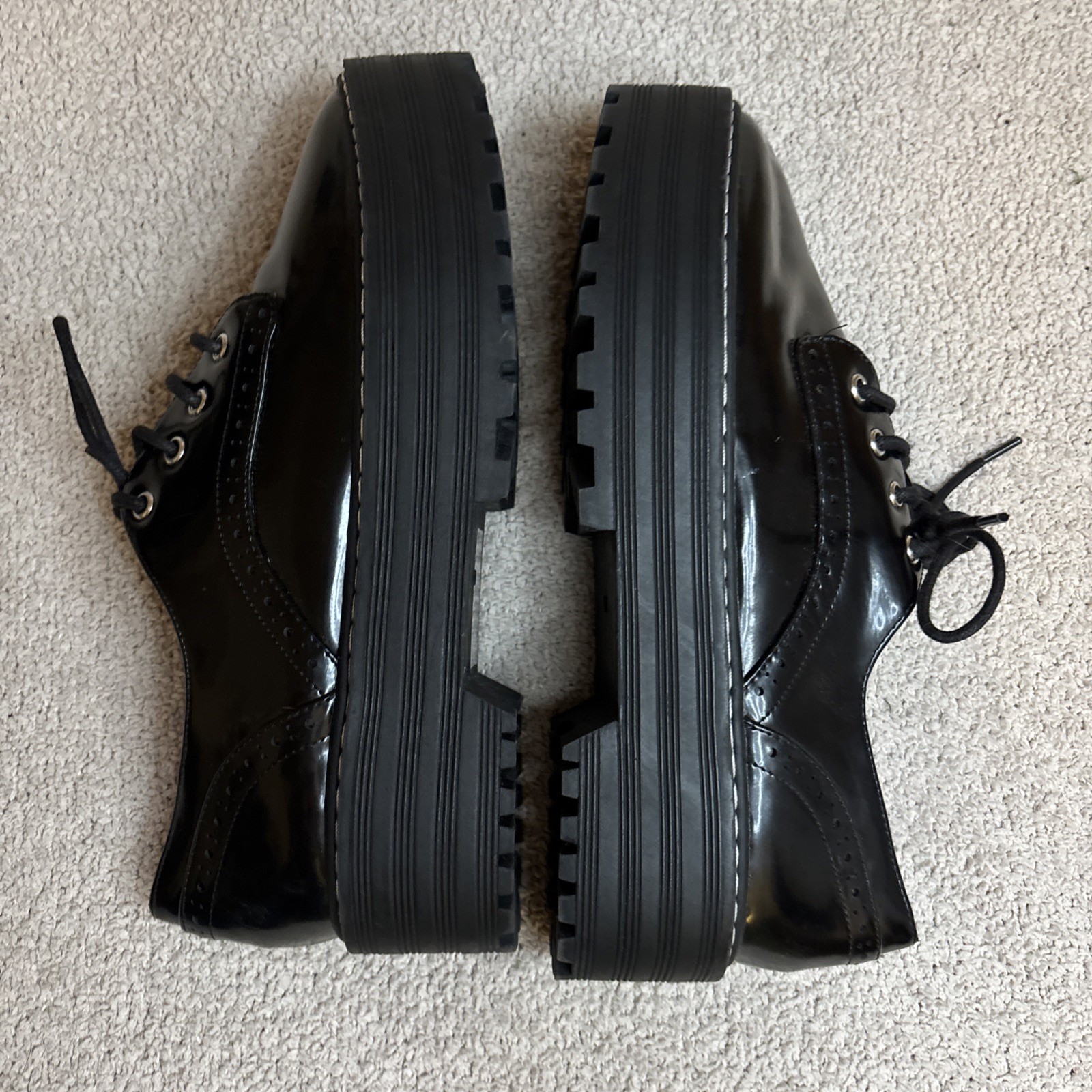 H&M Divided Lug Sole Platform Oxford Shoes Women EU 41 US 9.5 Black