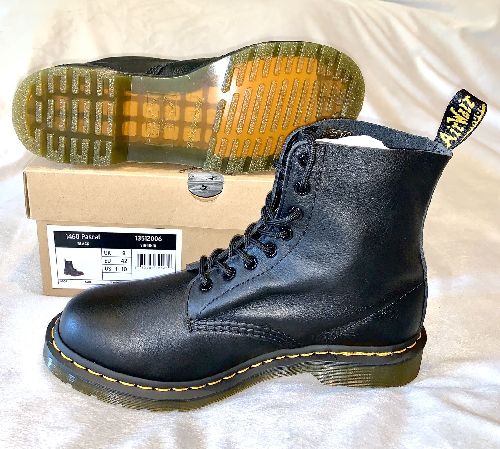 Dr. Martens Pascal 1460 Virginia Leather Boots Women Size US 10- Black -NEW