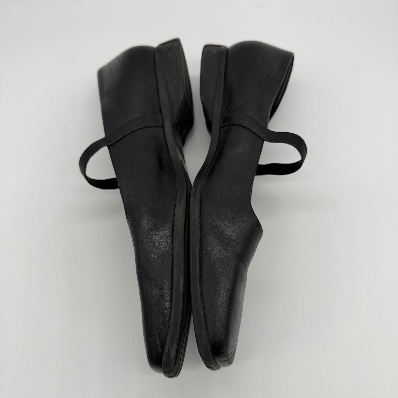 Enzo Angiolini EA Flexo Black Leather Mary Jane Square Toe Flats 8.5M