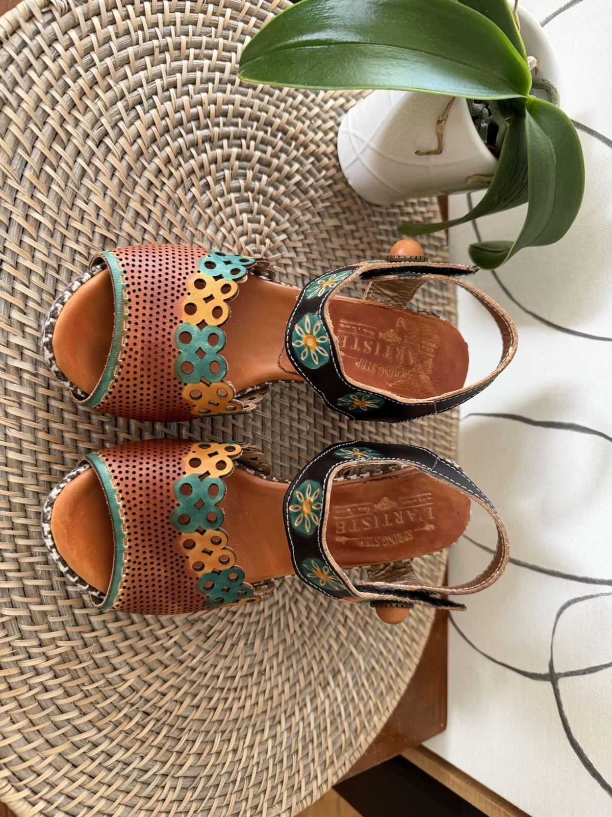 L’Artiste By Spring Step Jive Boho Chunky Festival Sandals Shoes Womens 36/ 6