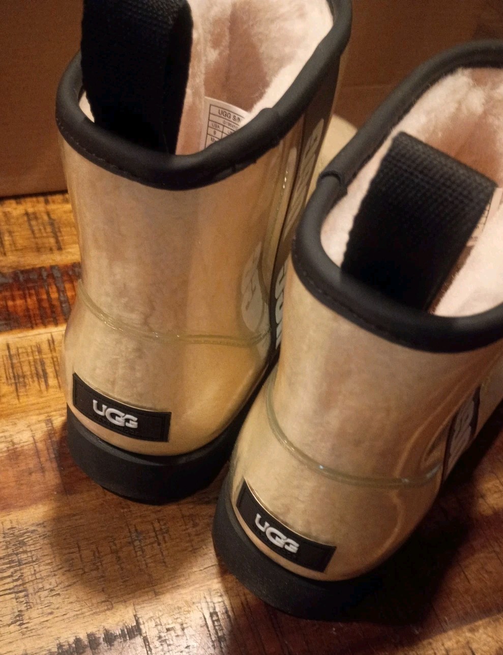 Womens UGG Classic Clear Mini Boots Waterproof Wool-Blend Cream White Sz 9 New