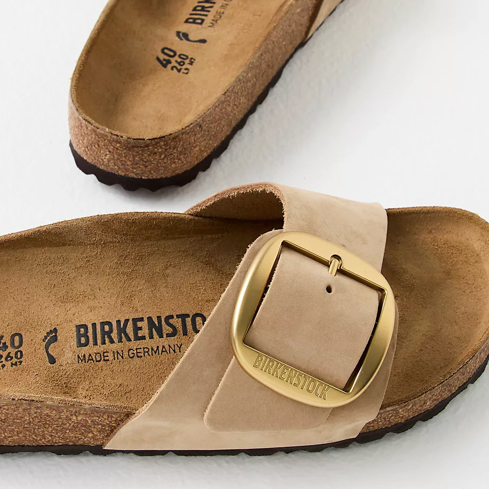 Birkenstock Women’s Madrid Big Buckle Sandcastle Nubuck Leather Sandals EU37-41