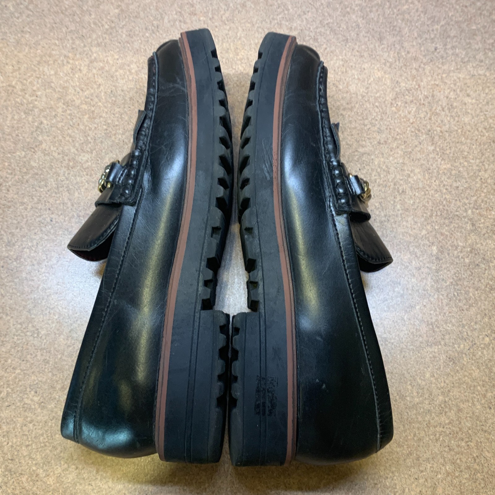 Franco Sarto Women’s Size 7 M L-limitmoc Ebony Slip-ons Black Gold Chain Loafer
