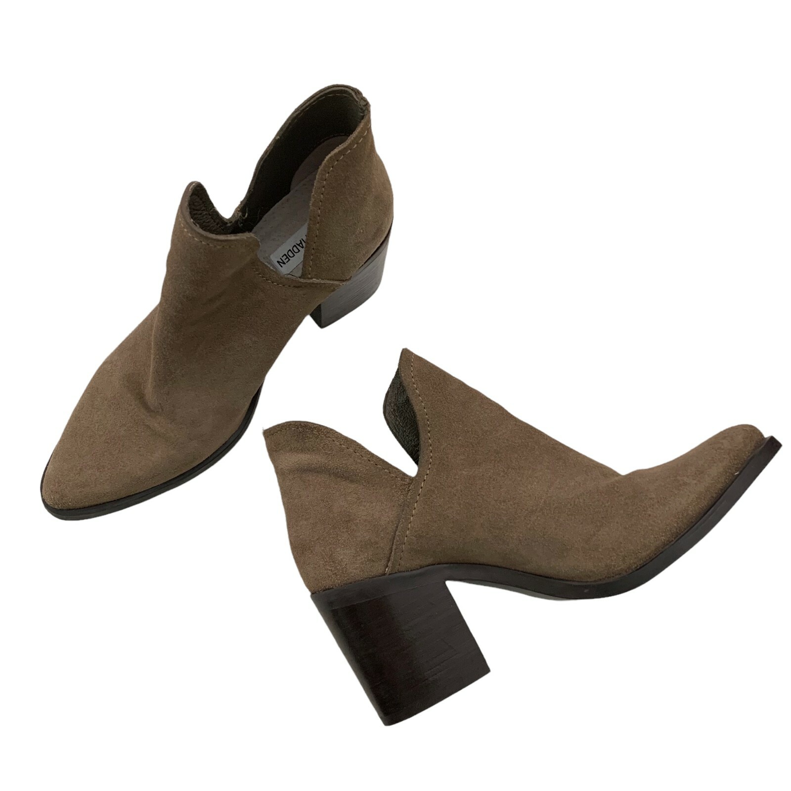 Steve Madden Size 9 Boots Prezzie 3″ Block Heel Pointed Toe Brown Suede Leather