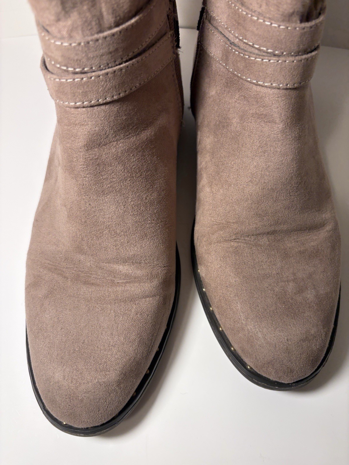 Bamboo PREPPY-05S Women’s Brown Faux Suede Knee High Riding Boots 8 Zip Buckle