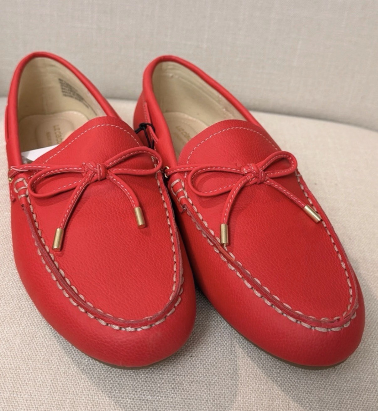 Liz Claiborne Women’s Red Loafer Flats Slip-On Memory Foam Bow Size 8 M