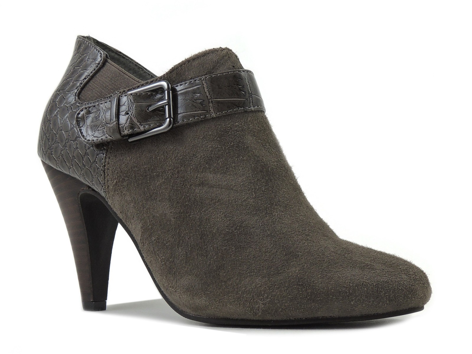 Alfani Women’s Shirlee Booties Warm Grey Leather & Croco PU Size 5.5 M