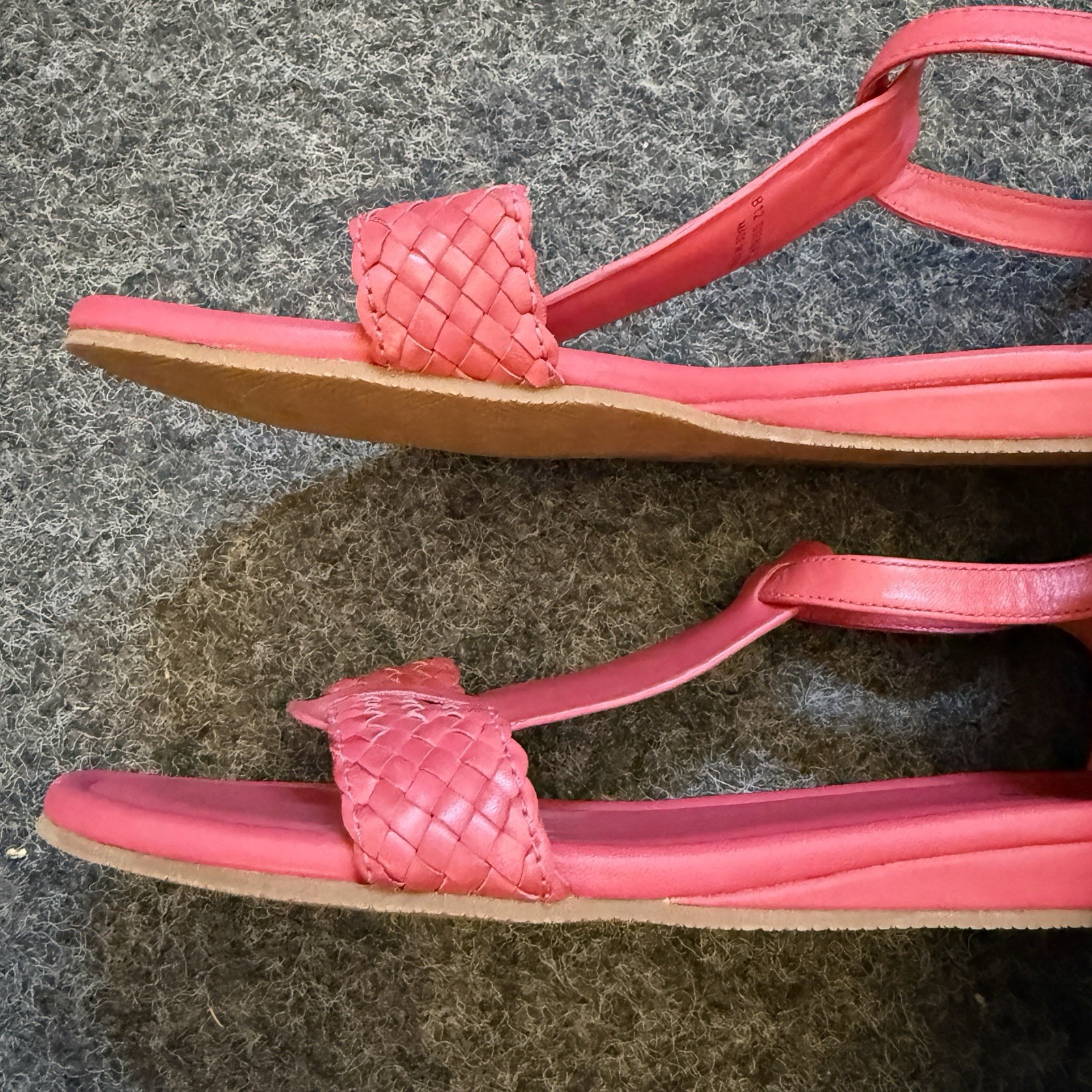 Cole Haan Sandals Flats Braided T-Strap Covered Heel Pink Sz 10.5