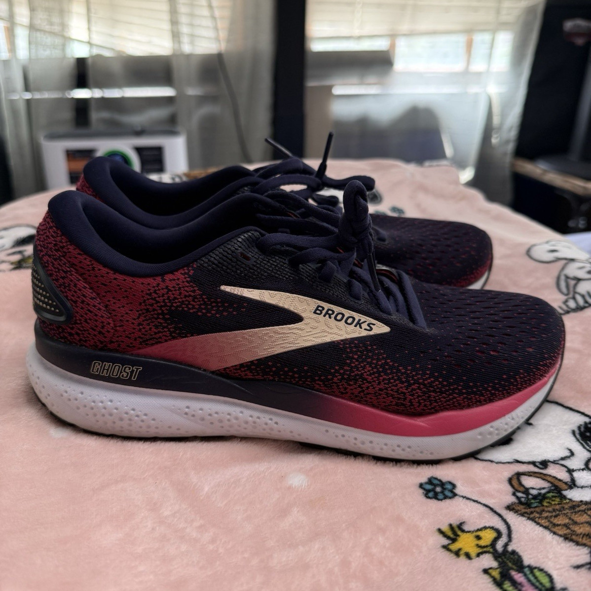 Brooks Ghost 16 Peacoat/Raspberry/Apricot Cushioned Mesh Lace-Up Running Sneaker