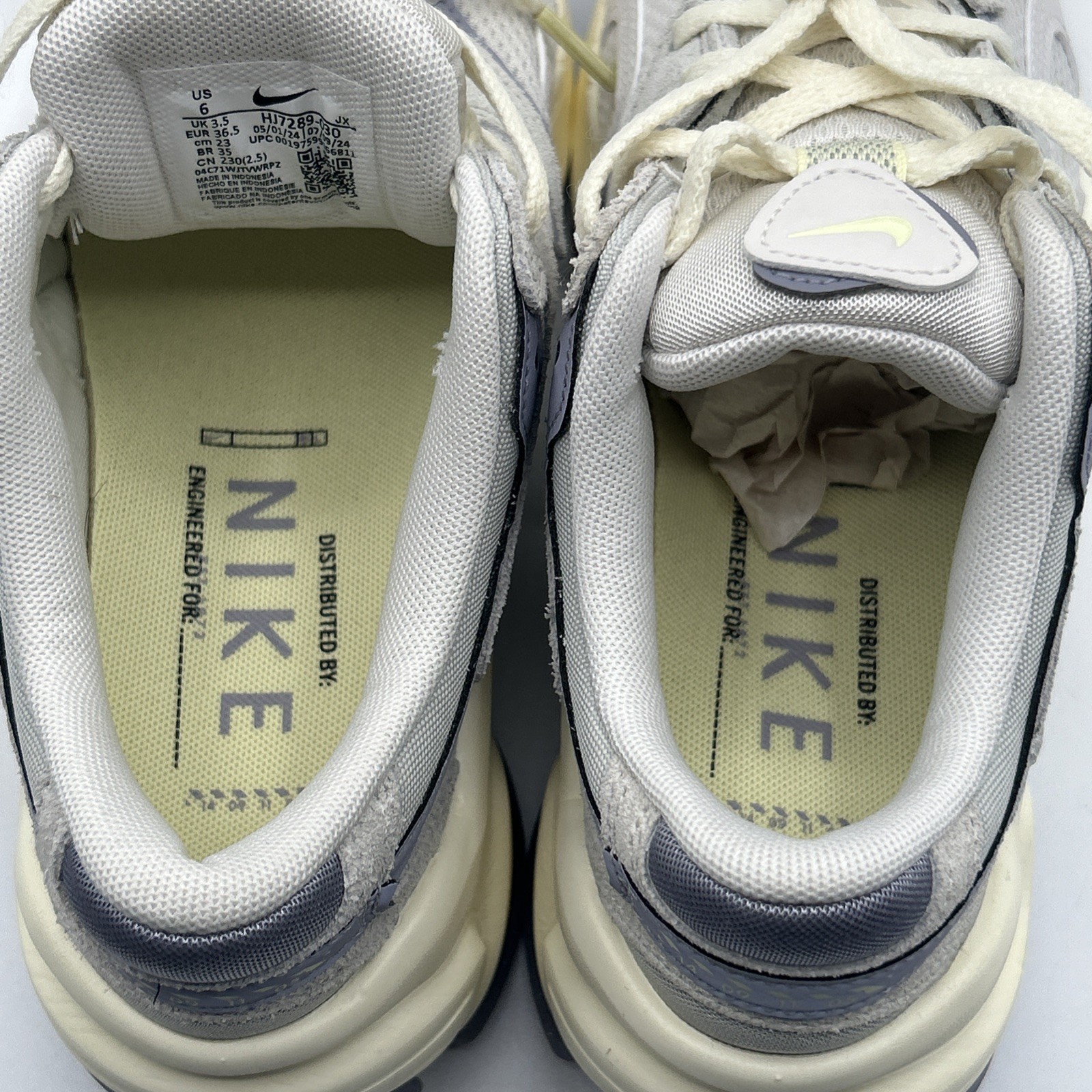 Nike AL8, White,Gray,Lite Violet,Cream, Running Shoes HJ7289 030 Women’s SZ: 6 M