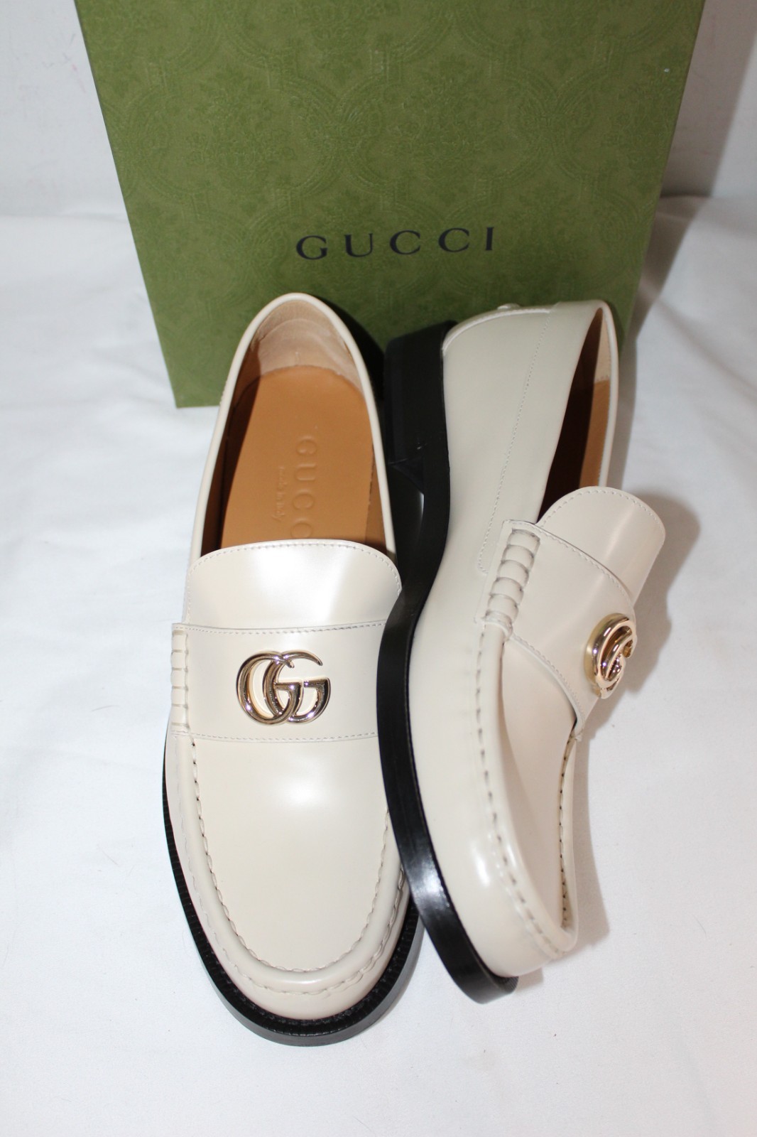 NWB Gucci Marmont GG New Ivoire Loafers Flats Slip Ons 41 816333