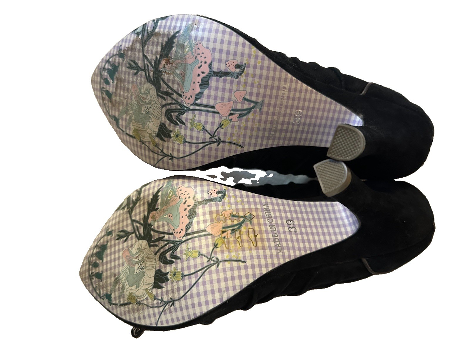 Irregular Choice Black Suede Closed Toe Pump Rhinestone Butterfly Stiletto
