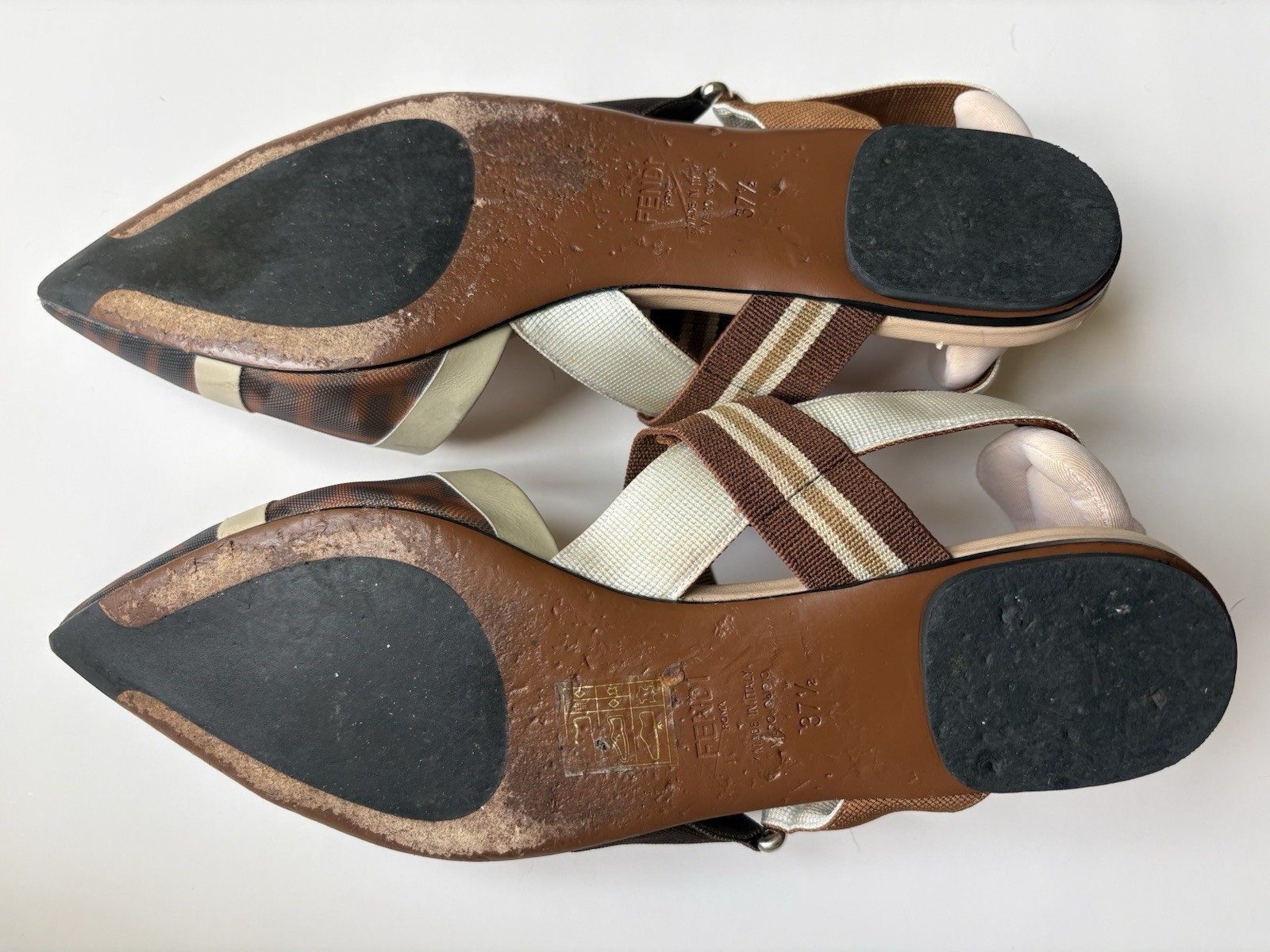 Fendi Colibri slingback flats brown and beige EU 37.5