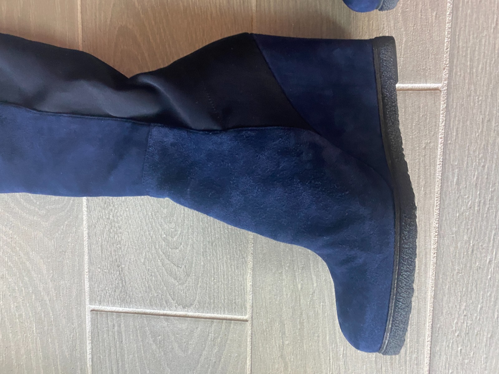 Stuart Weitzman Demiswoon Comfort Blue Suede Wedge Over The Knee Boots 8.5 M NIB
