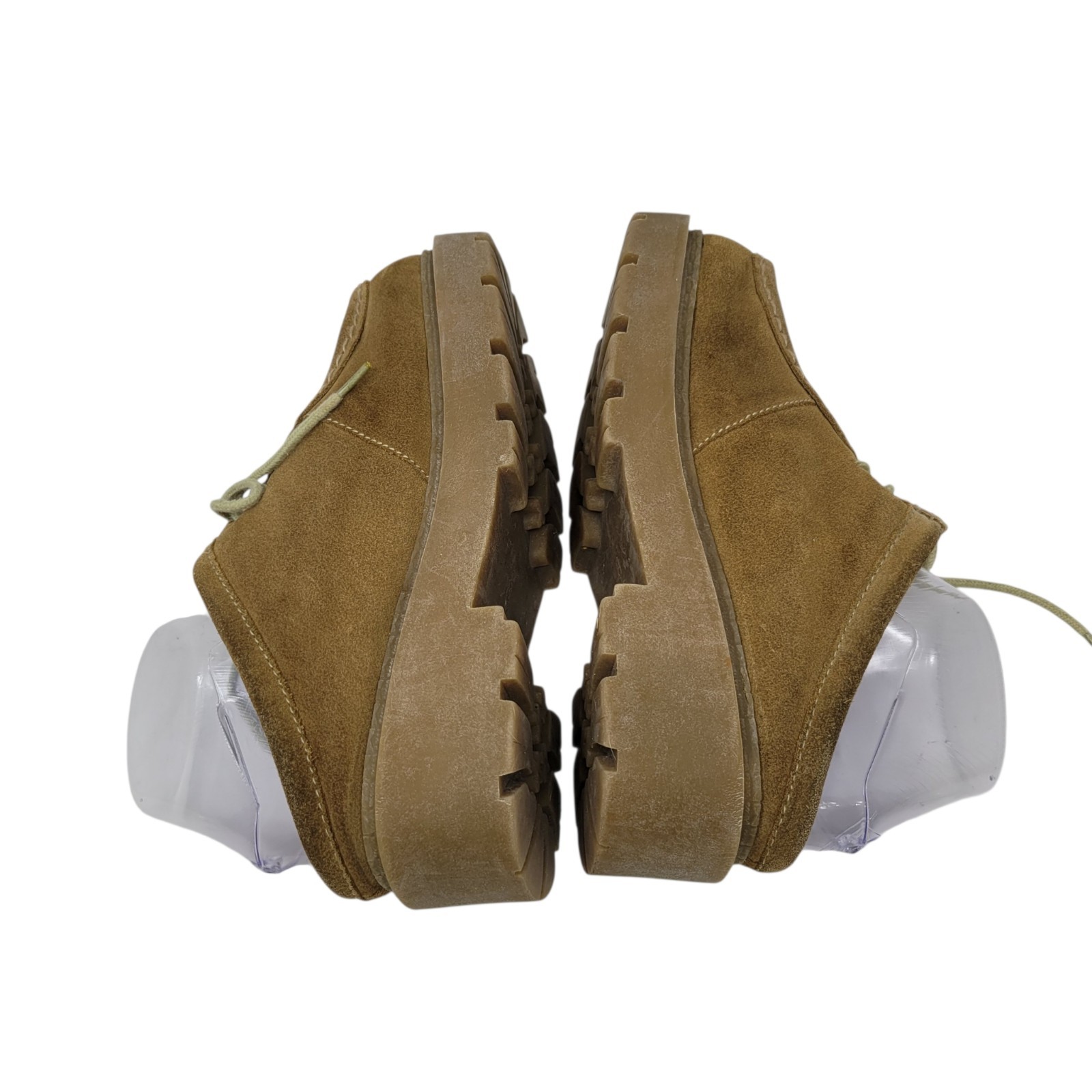 Vintage Mudd Tan Suede Chunky Platform Shoes Size 8 Backless Leather Y2k 90s