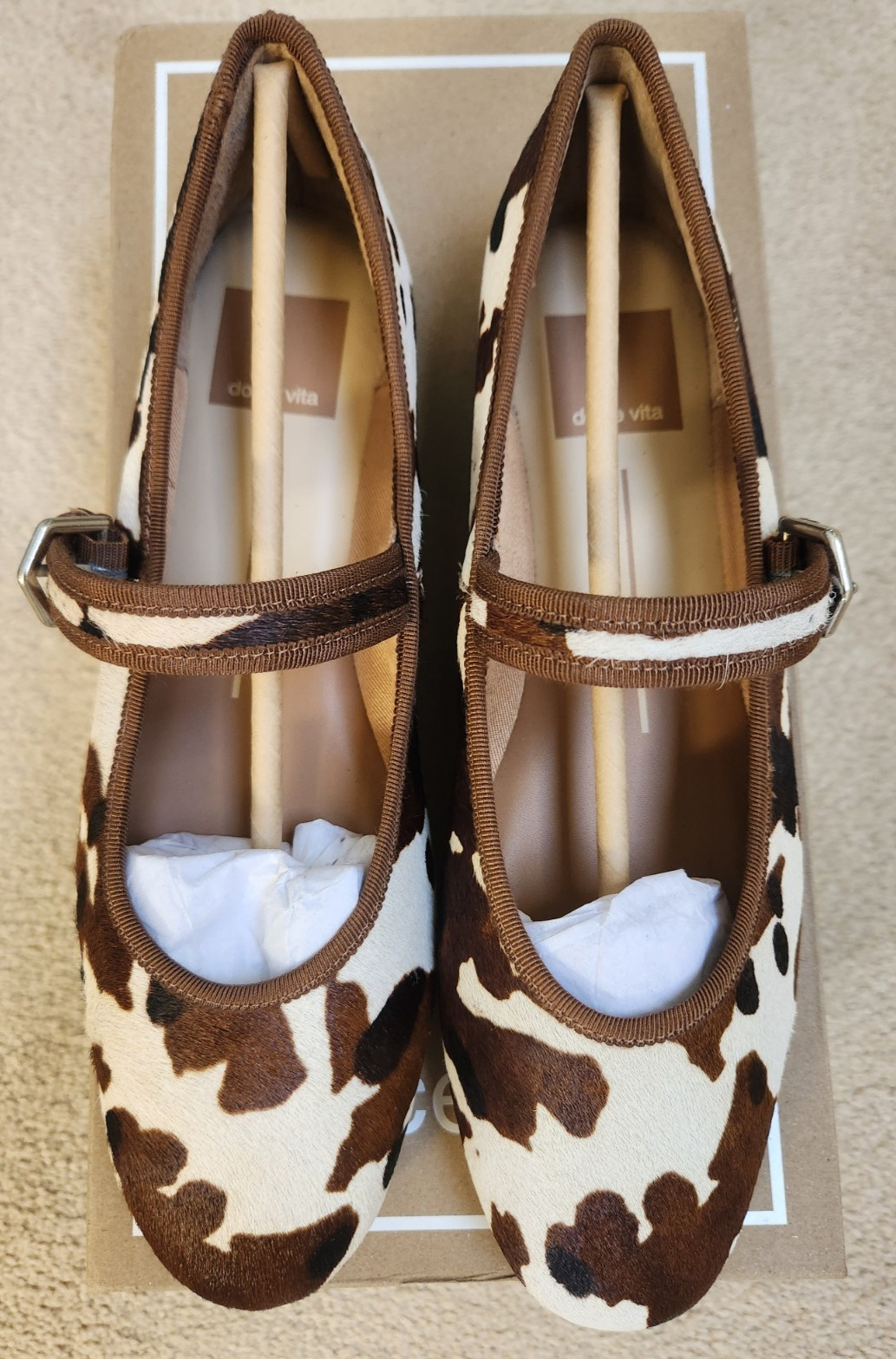 Dolce Vita Roslyn Ballet Flats Cocoa Taurus Calf Hair Real Fur Size 7.5 NIB