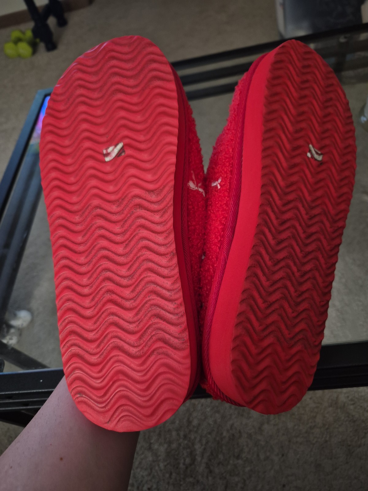 Aerie Cozy Red & White Bow Design Soft Sherpa Scuff Slippers Shoes Size 8 EX!