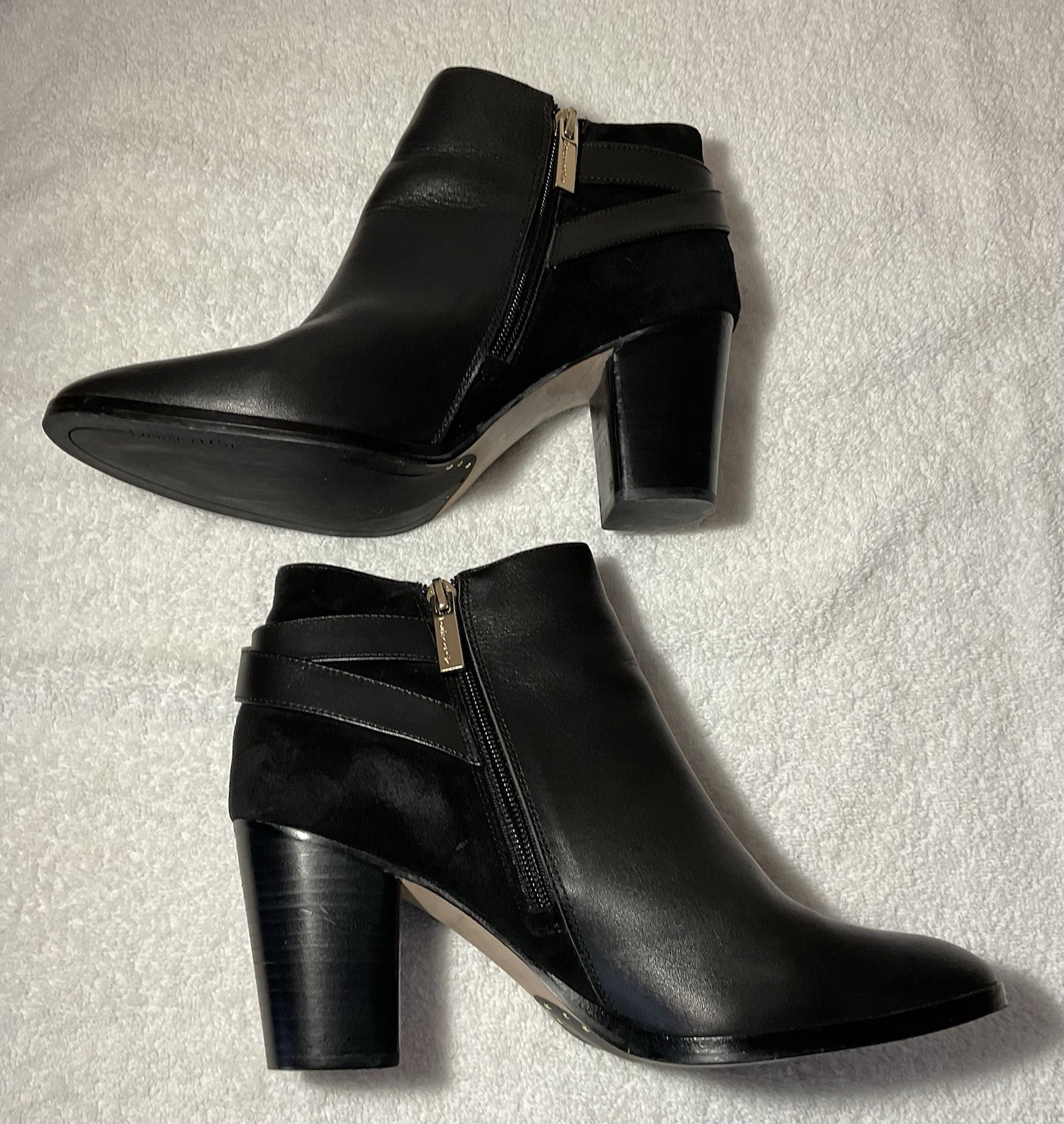 Louise et Cie Black Leather Ankle Boot with gold zip and buckle US 9 EU 39