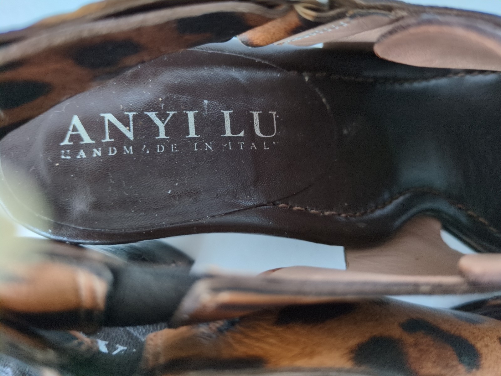 Anyi Lu Athena Expresso/ Brown Leopard/ Peep Toe/ Size 36 US 6 (KS8)