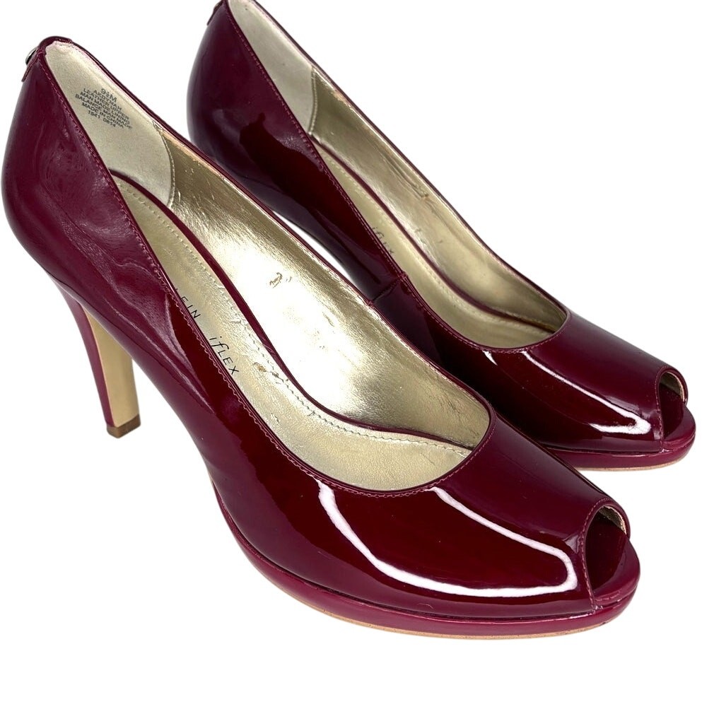 Anne Klein iflex Heels Womens Sz 9.5 Candy Apple Red Patent Leather Platform