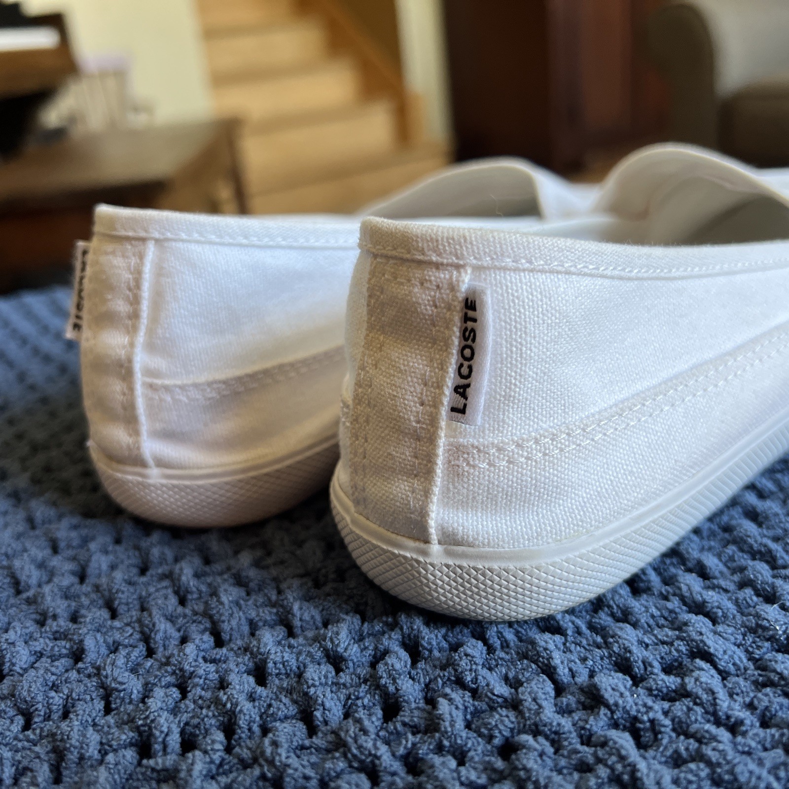 Lacoste Marice Women’s Classic Canvas White Slip-On Shoes Sz US 6, EU 37, UK 4