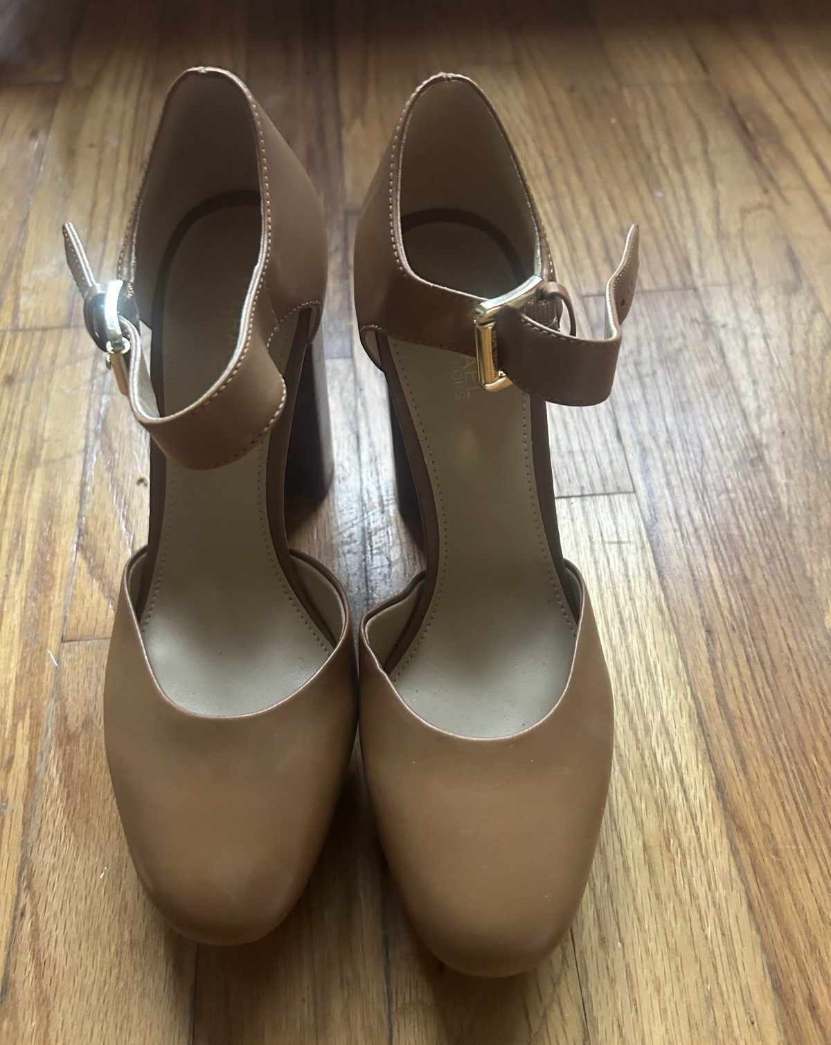 MICHAEL Michael Kors Brown Leather Ankle Strap Buckle Round Toe Pumps 6.5