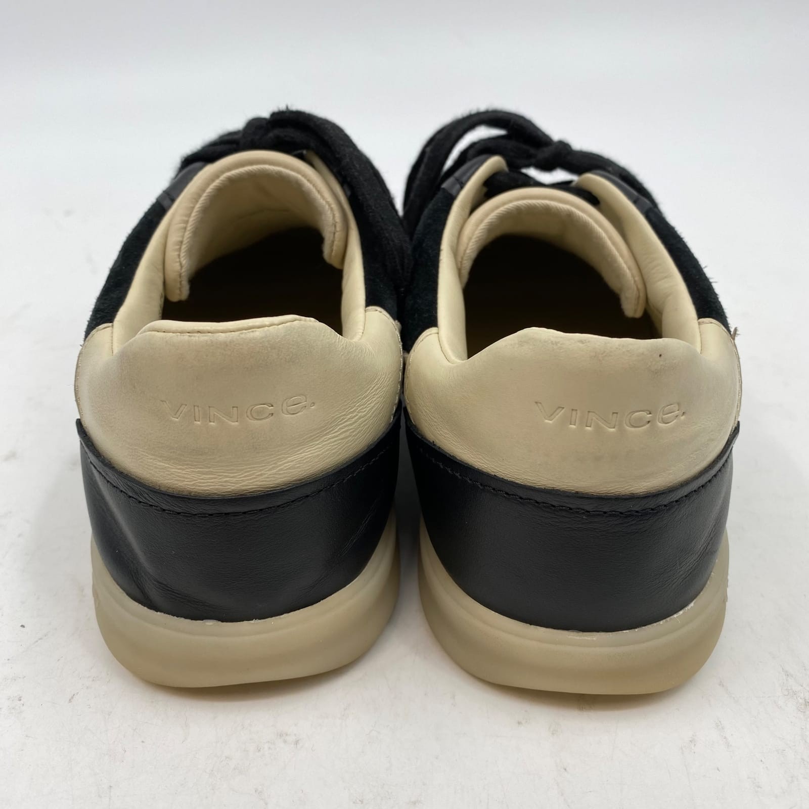 Vince Black Beige Leather Sneakers | Women’s 8.5 Regular