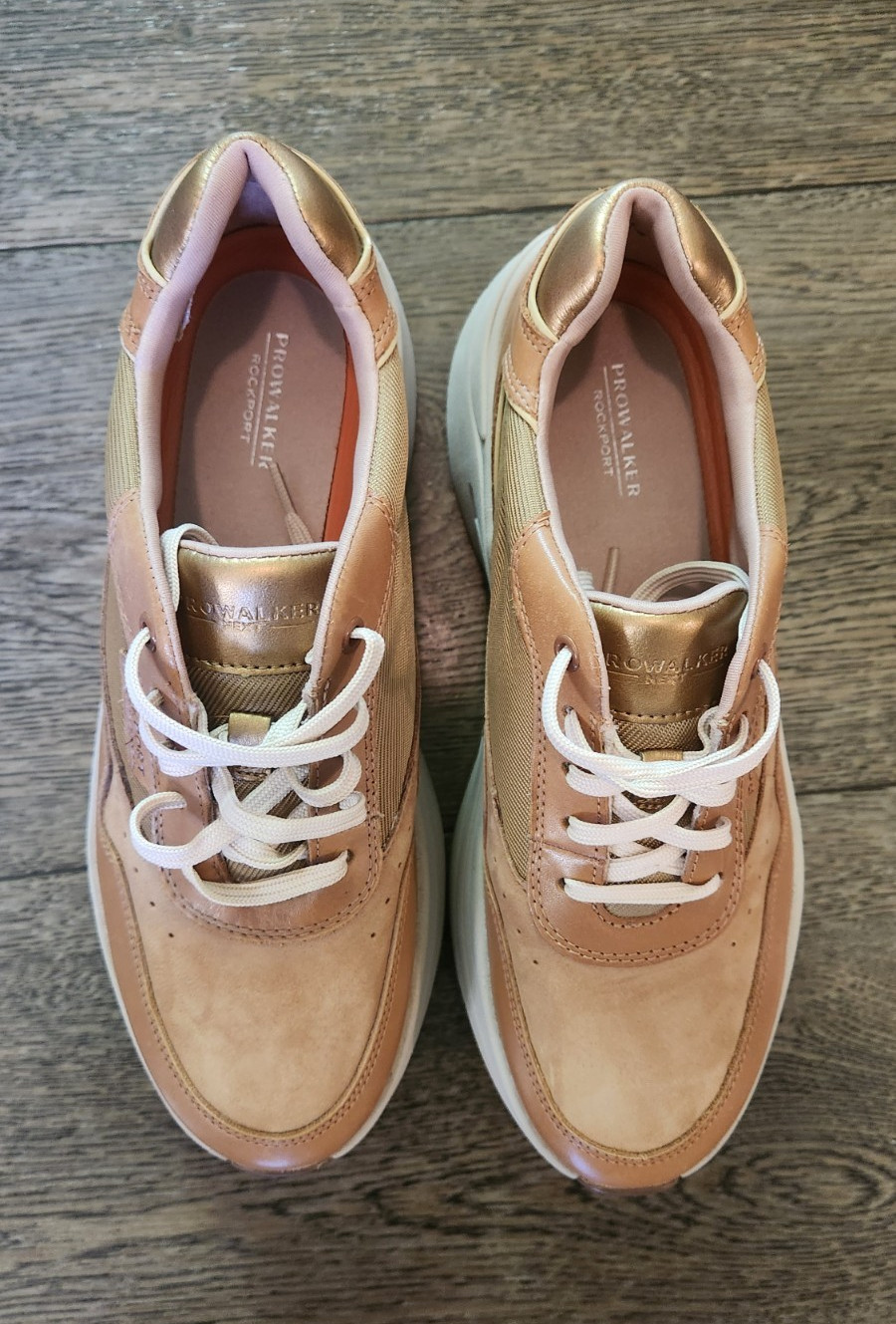 Rockport ProWalker Next Women’s Walking Lace-Up Low Top Sneakers Tan Gold Sz 8.5