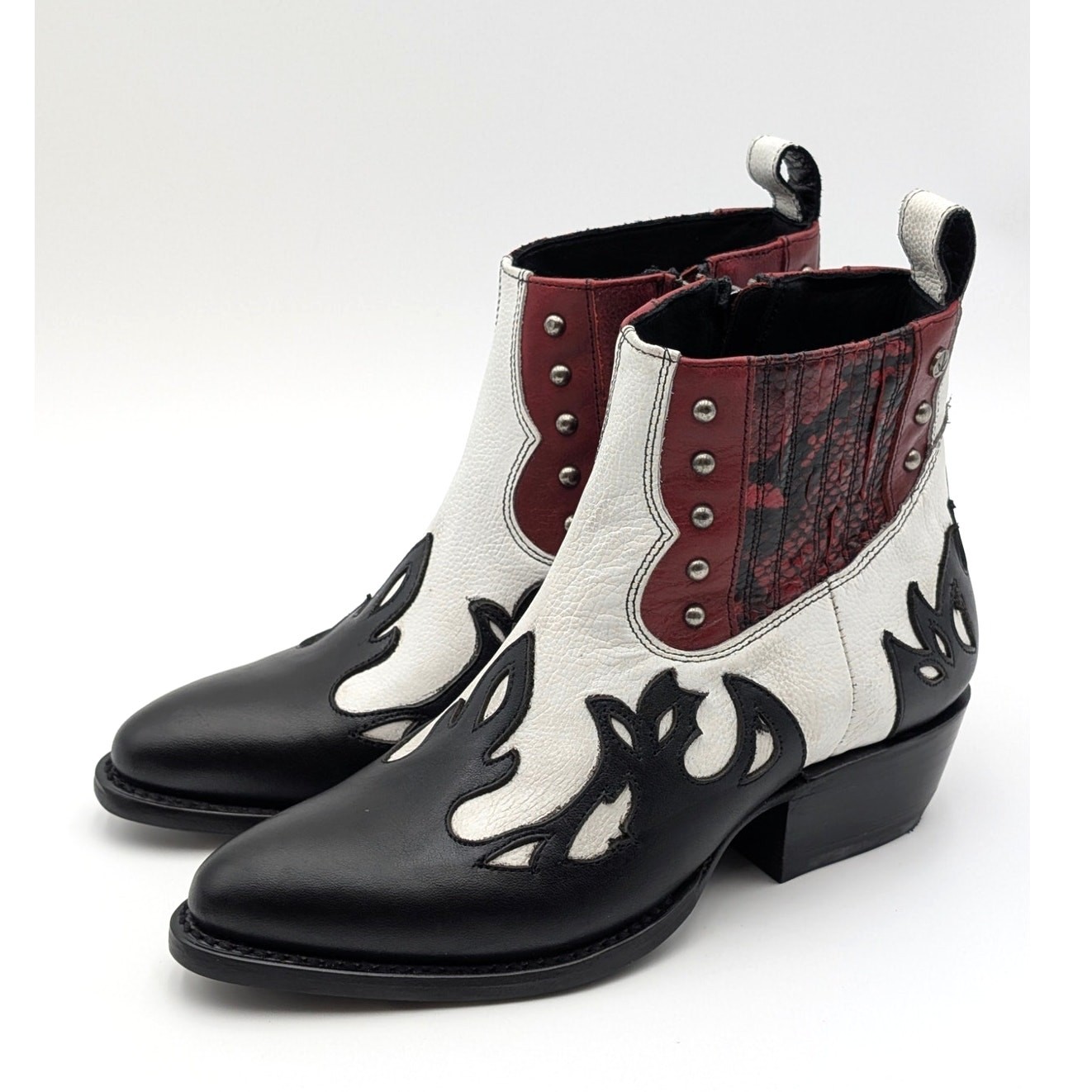 Mezcalero Sabine Royal Ankle Leather Boots Women’s Black/White Size US7.5 EU37