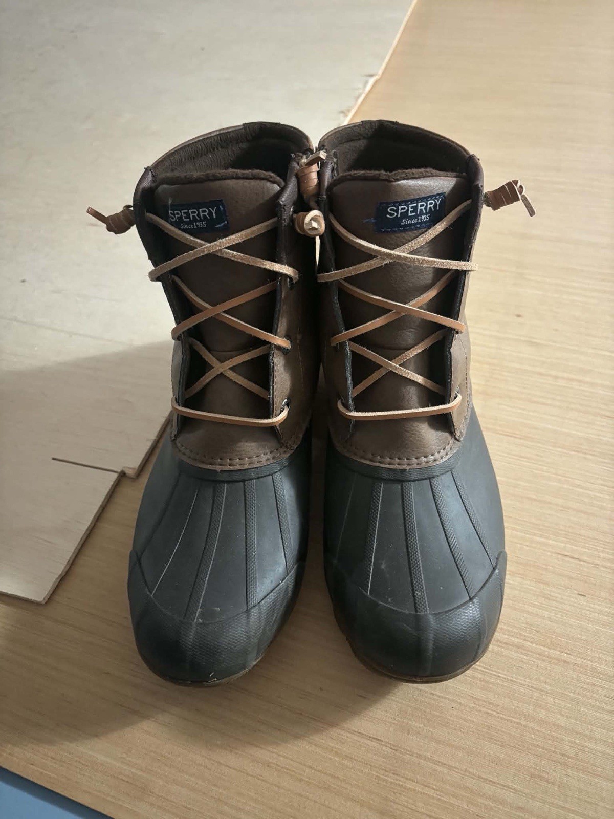 Sperry Women’s Boot Leather Brown/Black Lace-Up Zip Ankle Size 8.5