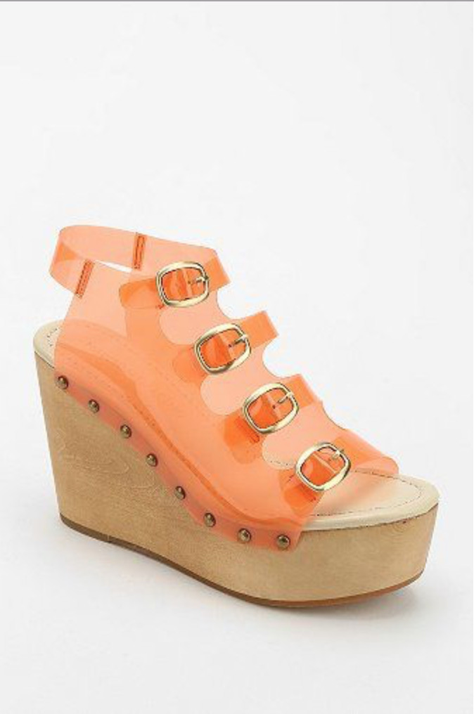 New Madison Harding Veruca Buckled Wedge Sandal Size 8 MSRP: $180 orange UO