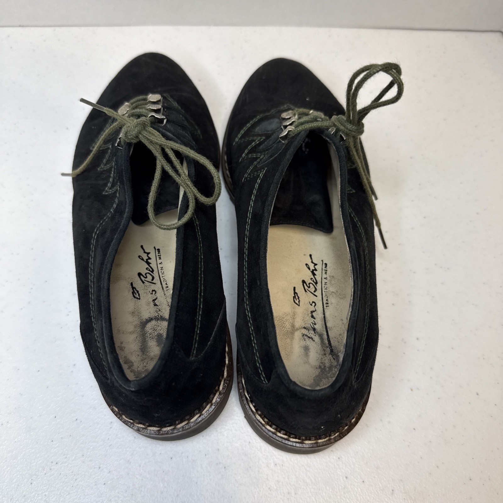 Haus Belir vintage shoes Sz 38 suede leather Deep Green With Hearts Germany🔥👀