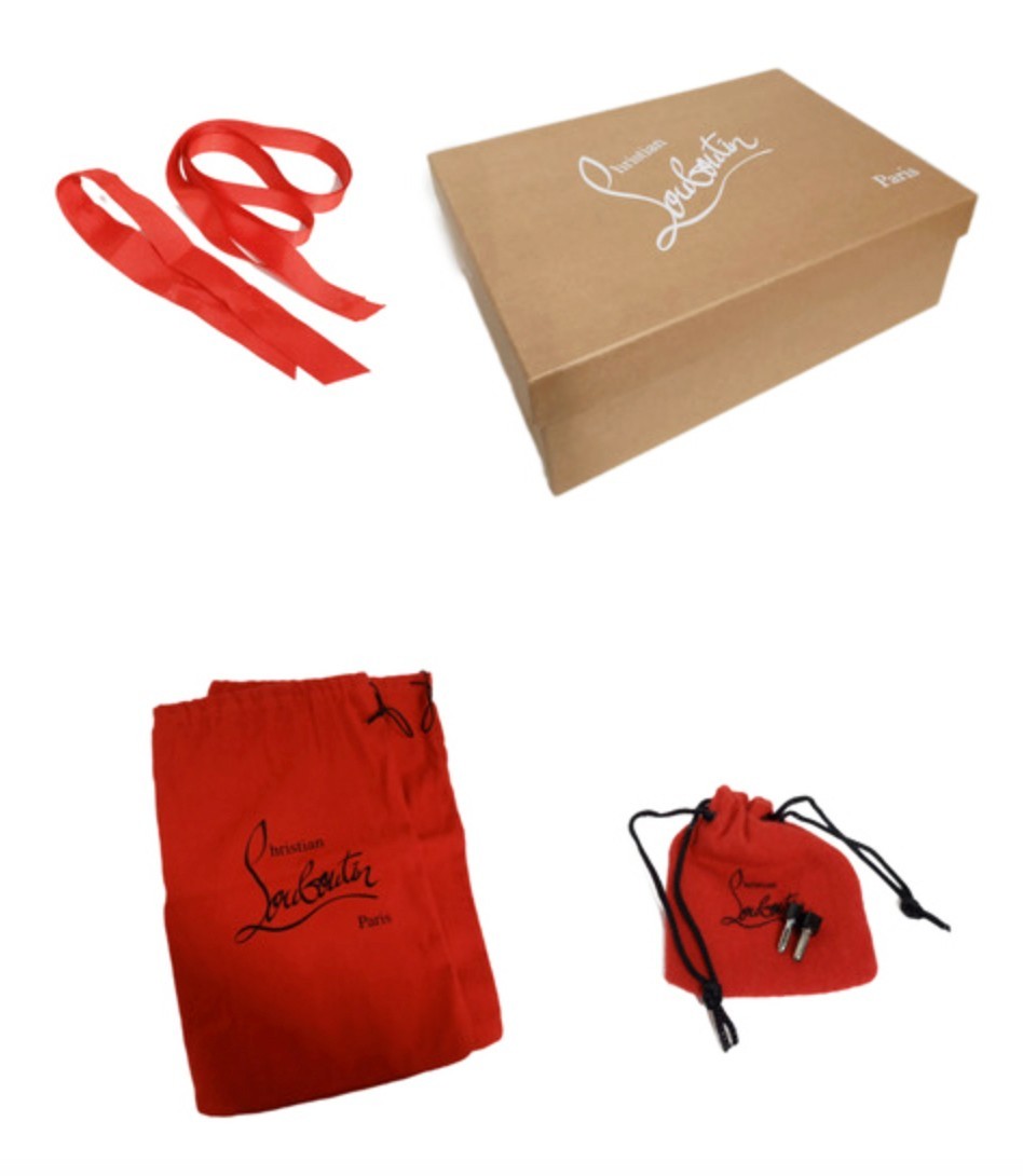 Christian Louboutin Red Black Open Toe Patent Leather Pumps Size 36 With Box