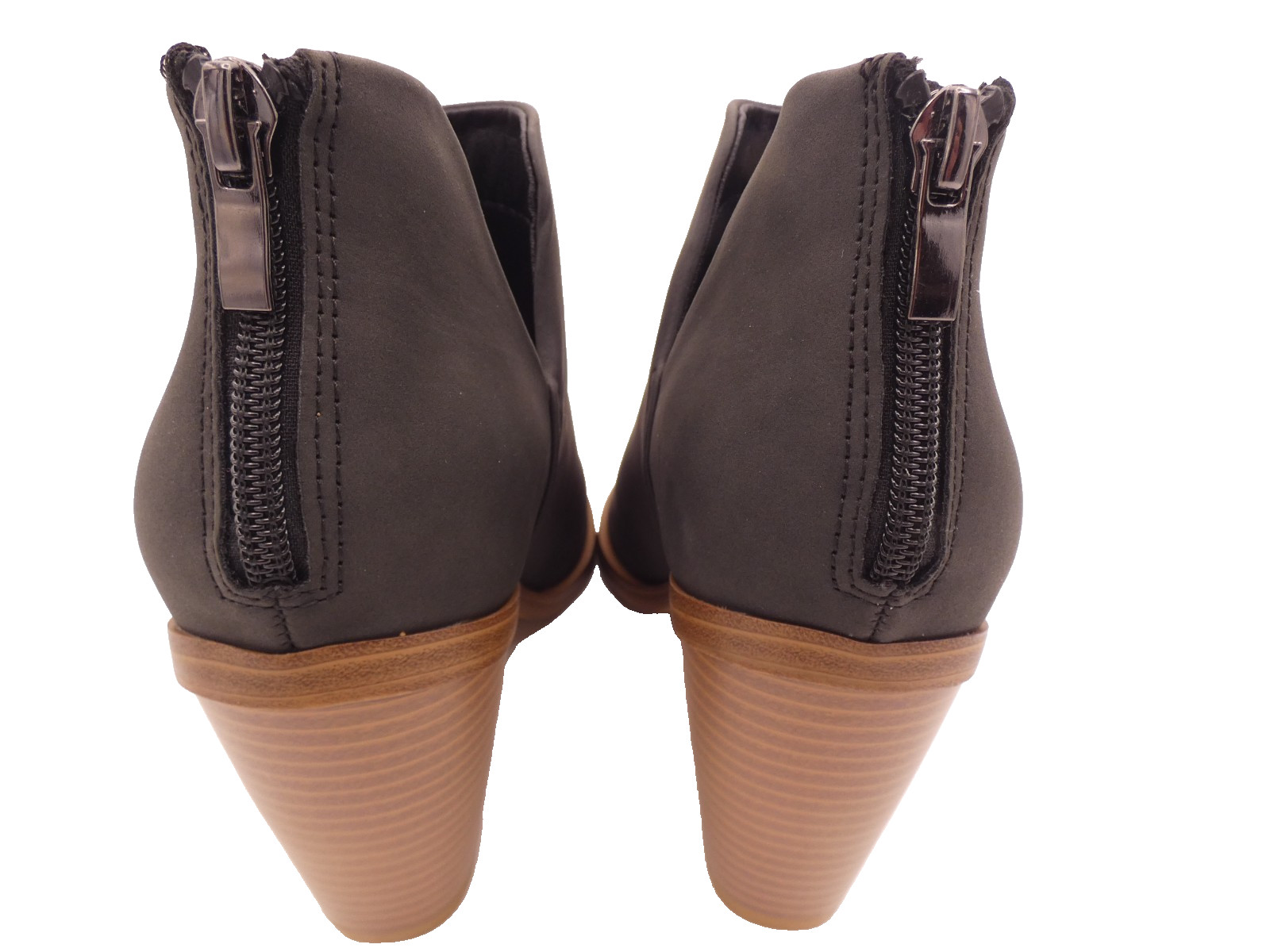Mysoft Women’s Ankle Boots Slip on Pointed Toe Chunky Stacked Mid Heel 7.5 Gray
