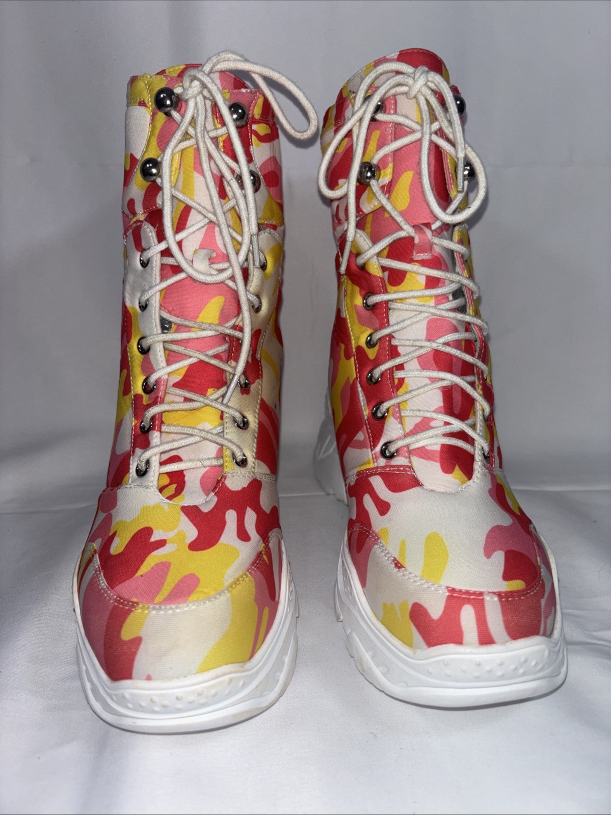 Shane Justin Street Wear Colorblock Pink Camo Clogs Lace Chukka Boots 37 Womens.