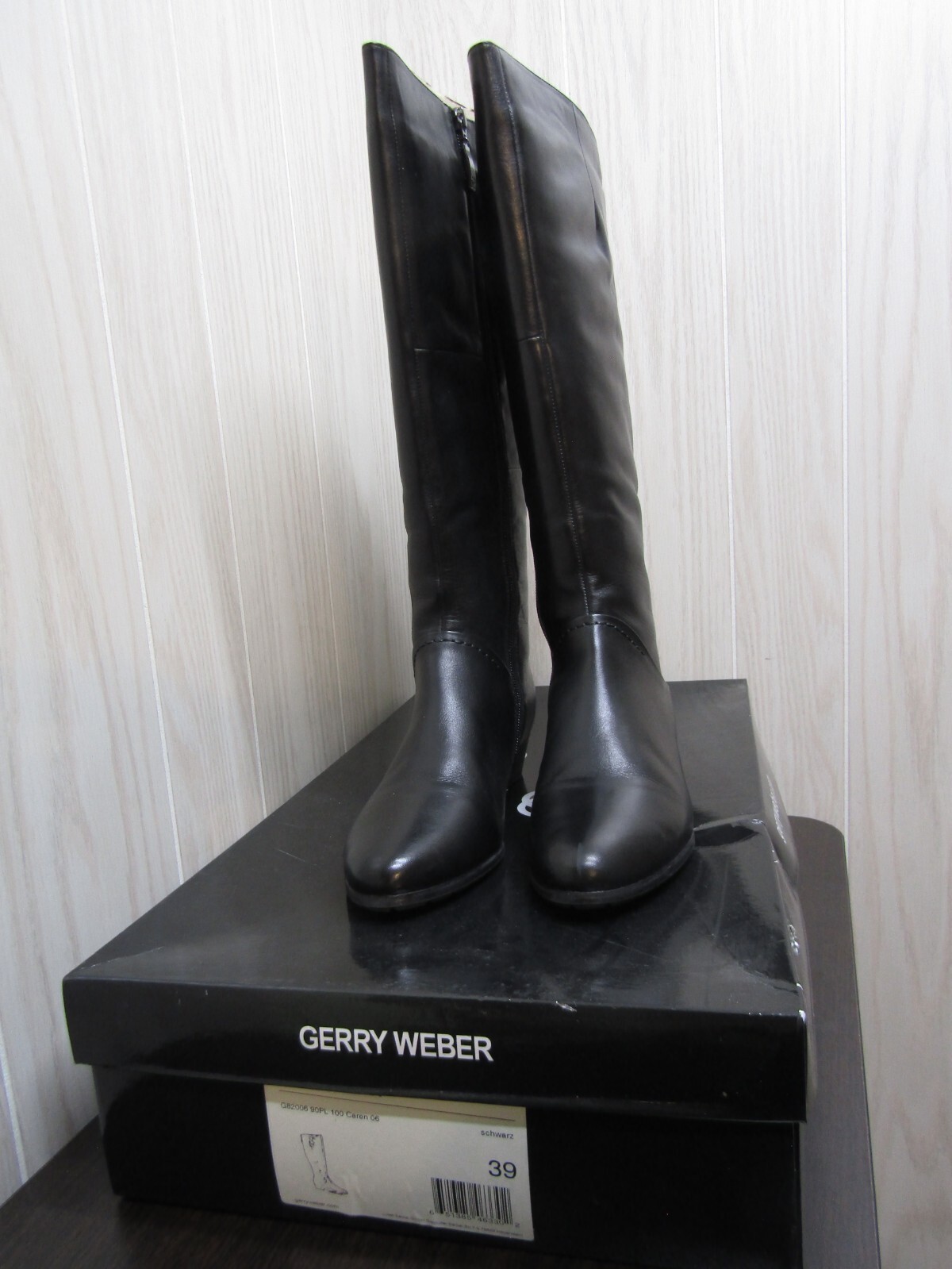 Gerry Weber Caren Black Leather Tall Boots Fur Lined Size Women EU 39 US 9