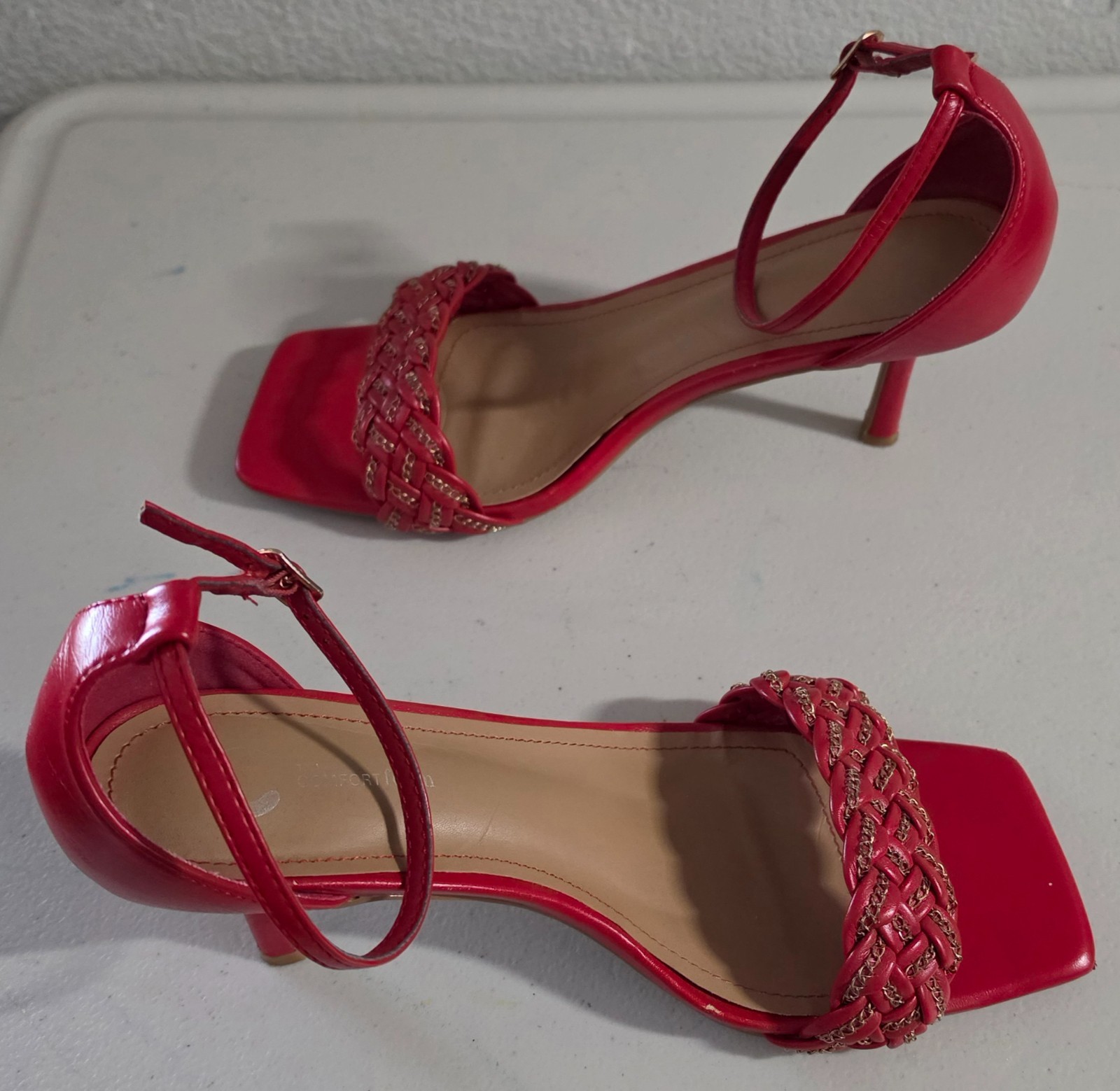 Tru Comfort Foam women red casual pump high heel shoes size 11